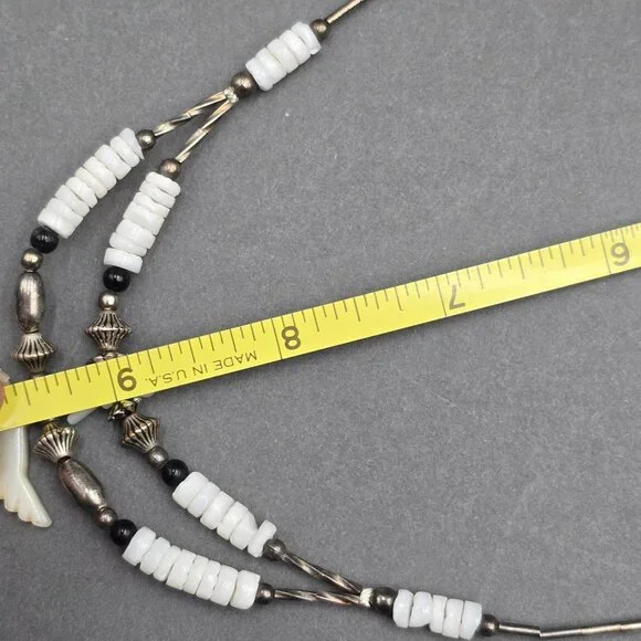 Vintage Southwestern Bird Fetish Necklace 18" Hand Carved MOP Heishi Beads - Picture 7 of 11